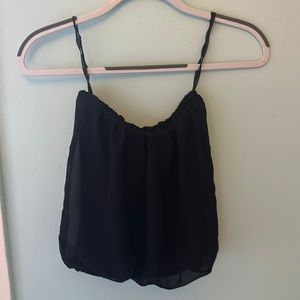 Black strapless mesh top